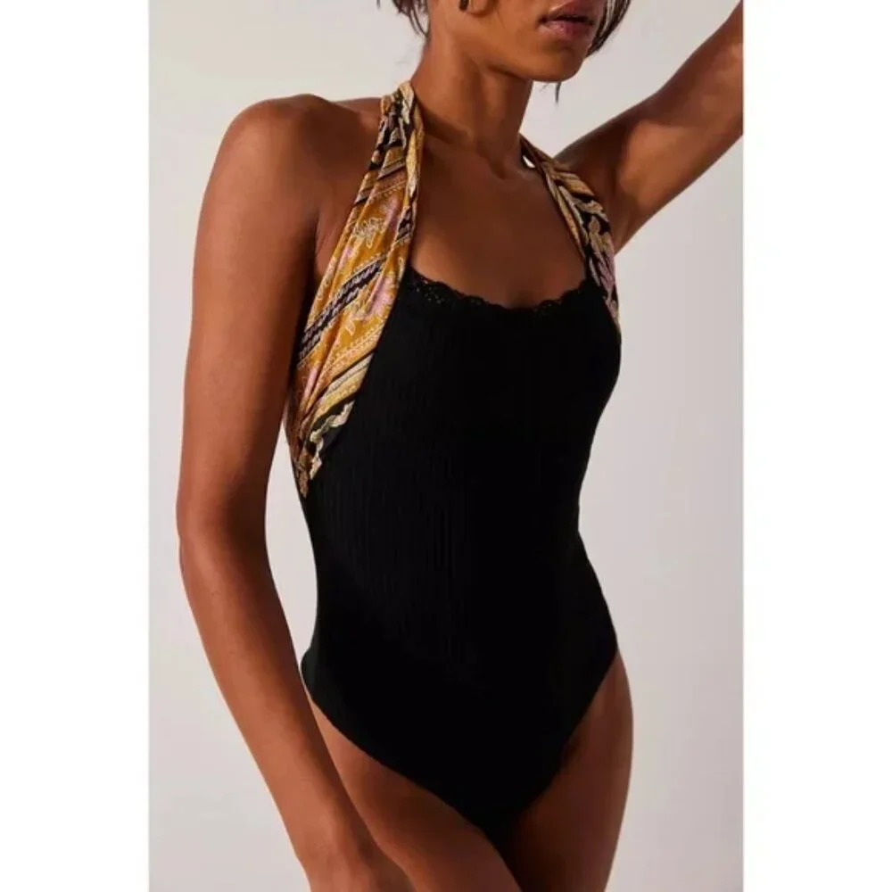 new FREE PEOPLE Eyes For U Halter Bodysuit  2T1 267